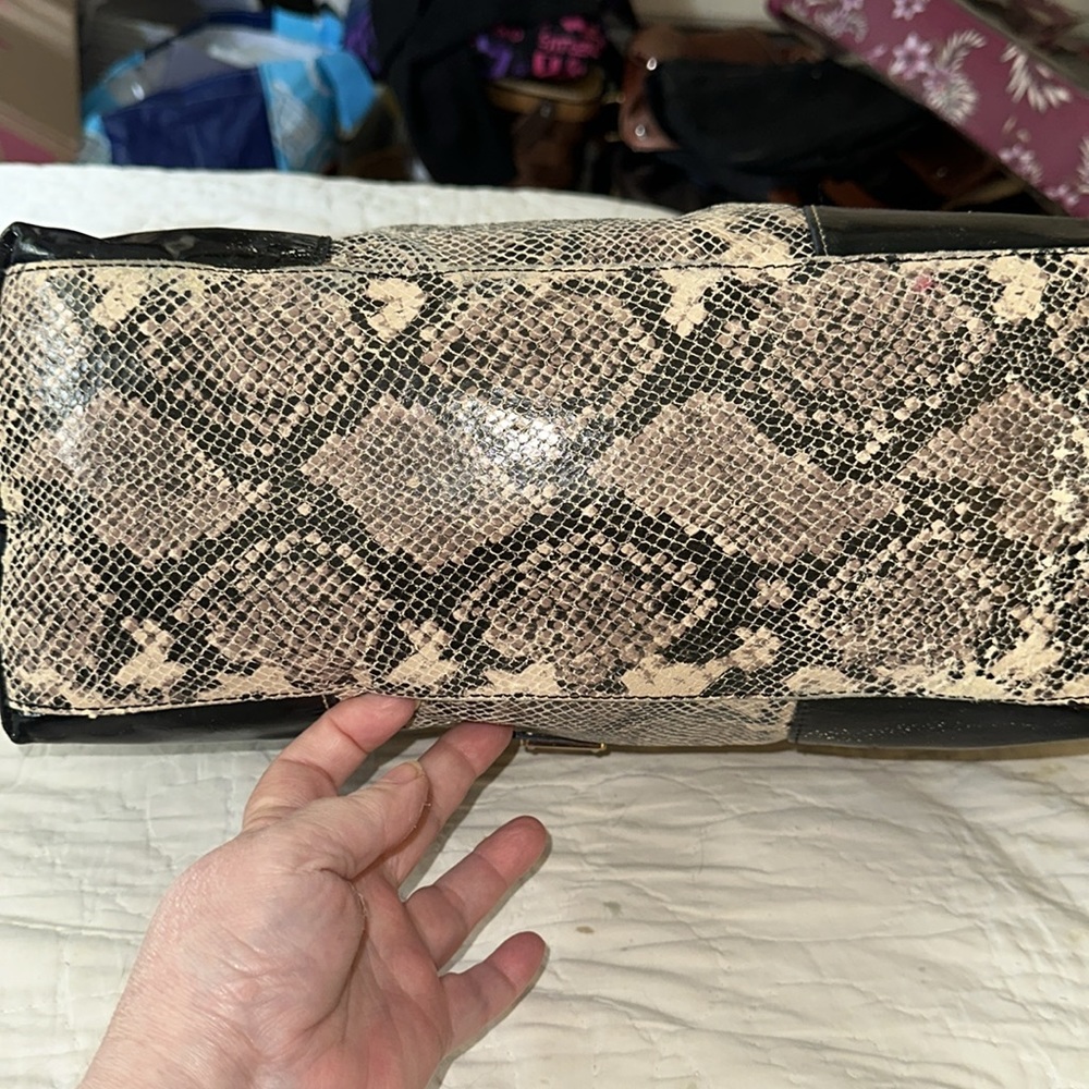 Dooney And Bourke Nikki Python Patent Leather Hob… - image 2